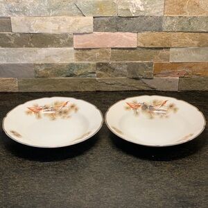 KYOYO |  Set of 2 | “Pine Tree” Shallow Bowls | Fine Translucent China | 8”